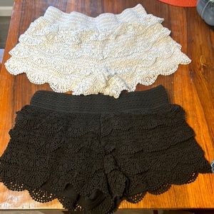 Two shorts, black and white